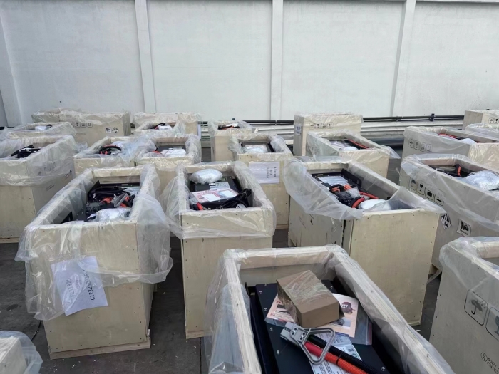 Containers of forklift lithium batteries being shipped to Thailand customers 48V 80V 24V